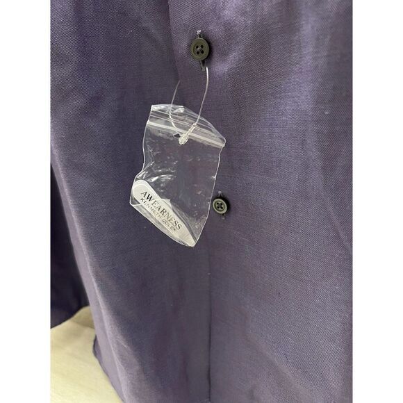 Kenneth Cole Men Sz Sz 18 1/2 34/35 Awareness Purple Slim Fit Dress Shirt $100+ - Picture 5 of 5